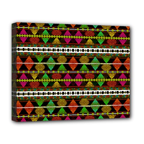 Aztec Style Pattern Deluxe Canvas 20  X 16  (framed) by dflcprints