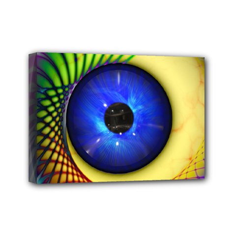Eerie Psychedelic Eye Mini Canvas 7  X 5  (framed)