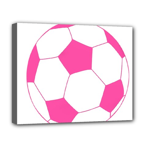 Soccer Ball Pink Deluxe Canvas 20  X 16  (framed) by Designsbyalex