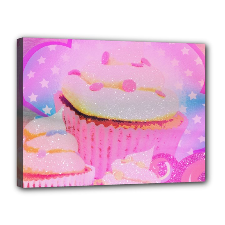 Cupcakes Covered In Sparkly Sugar Canvas 16  x 12  (Framed)