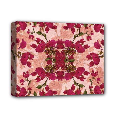 Retro Vintage Floral Motif Deluxe Canvas 14  X 11  (framed) by dflcprints