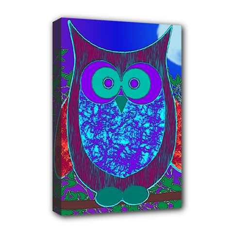 Moon Owl Deluxe Canvas 18  X 12  (framed) by SaraThePixelPixie