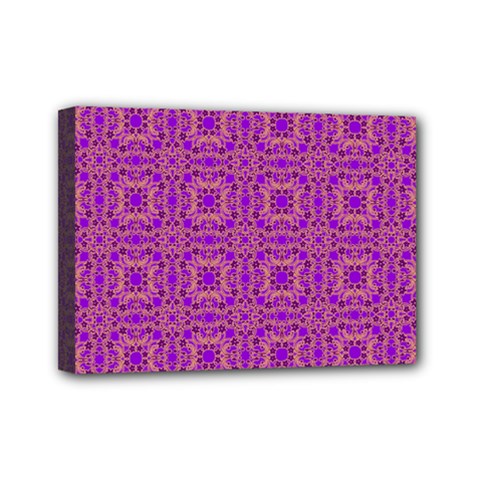 Purple Moroccan Pattern Mini Canvas 7  X 5  (framed) by SaraThePixelPixie