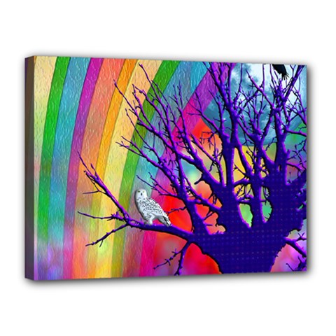 Rainbow Moon Canvas 16  X 12  (framed) by SaraThePixelPixie
