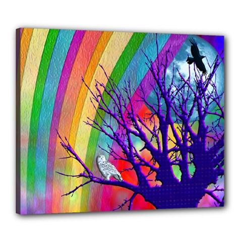 Rainbow Moon Canvas 24  X 20  (framed) by SaraThePixelPixie