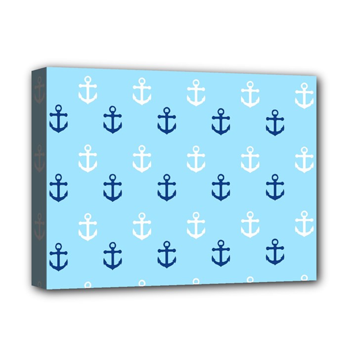 Anchors In Blue And White Deluxe Canvas 16  x 12  (Framed) 