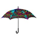 Abstract Neon Fractal Rainbows Hook Handle Umbrella (Medium) View3