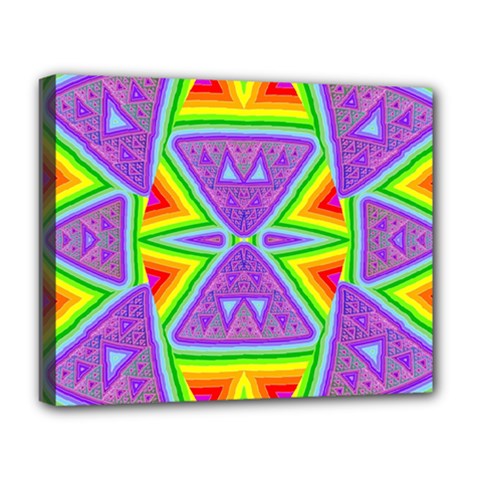 Trippy Rainbow Triangles Deluxe Canvas 20  X 16  (framed) by SaraThePixelPixie