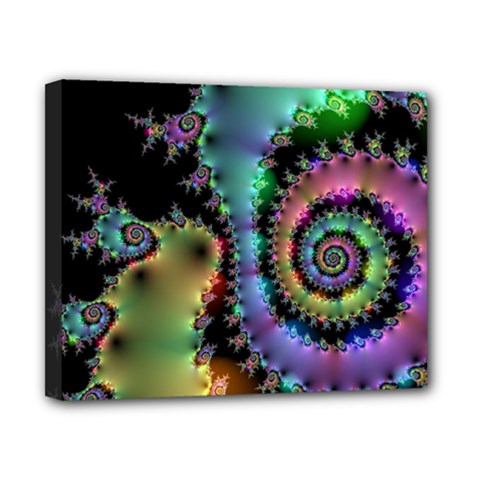 Satin Rainbow, Spiral Curves Through The Cosmos Canvas 10  X 8  (framed) by DianeClancy