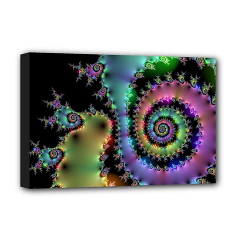 Satin Rainbow, Spiral Curves Through The Cosmos Deluxe Canvas 18  X 12  (framed) by DianeClancy