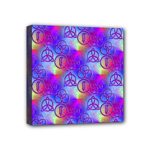 Rainbow Led Zeppelin Symbols Mini Canvas 4  X 4  (stretched) by SaraThePixelPixie