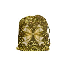 Golden Sequins And Bow Drawstring Pouch (medium) by ElenaIndolfiStyle