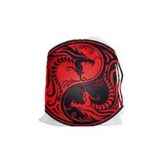 Yin Yang Dragons Red And Black Drawstring Pouch (medium) by JeffBartels