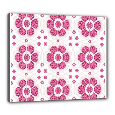 Sweety Pink Floral Pattern Canvas 24  X 20  (framed) by dflcprints