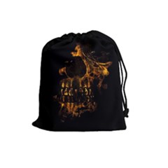 Skull Burning Digital Collage Illustration Drawstring Pouch (large) by dflcprints