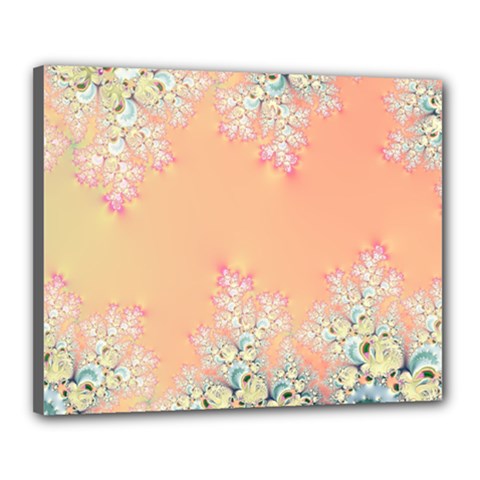 Peach Spring Frost On Flowers Fractal Canvas 20  X 16  (framed)