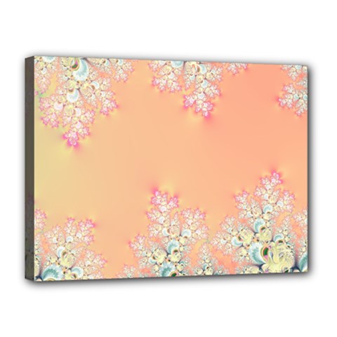 Peach Spring Frost On Flowers Fractal Canvas 16  X 12  (framed) by Artist4God