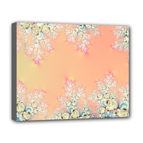 Peach Spring Frost On Flowers Fractal Deluxe Canvas 20  X 16  (framed) by Artist4God