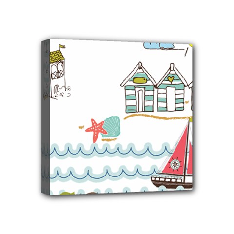 Summer Holiday Mini Canvas 4  X 4  (framed) by whitemagnolia