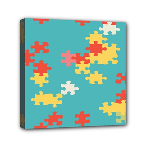 Puzzle Pieces Mini Canvas 6  X 6  (framed)