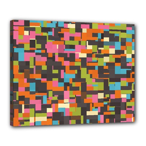 Colorful Pixels Canvas 20  X 16  (stretched)