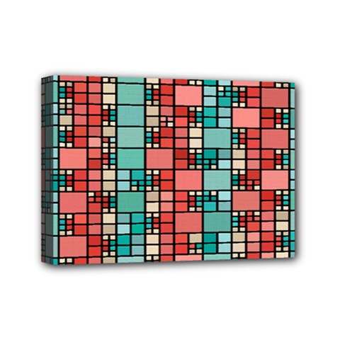 Red And Green Squares Mini Canvas 7  X 5  (stretched) by LalyLauraFLM