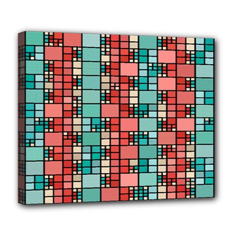 Red And Green Squares Deluxe Canvas 24  X 20  (stretched) by LalyLauraFLM