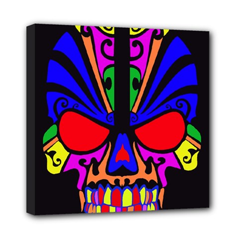 Skull In Colour Mini Canvas 8  X 8  (framed) by icarusismartdesigns