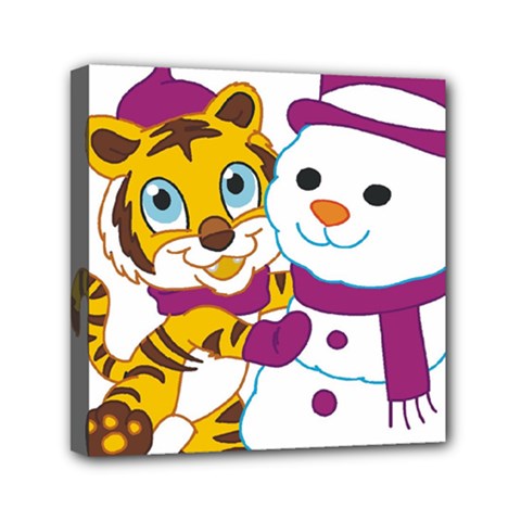 Winter Time Zoo Friends   004 Mini Canvas 6  X 6  (framed) by Colorfulart23