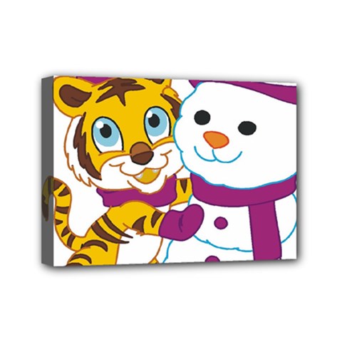 Winter Time Zoo Friends   004 Mini Canvas 7  X 5  (framed) by Colorfulart23