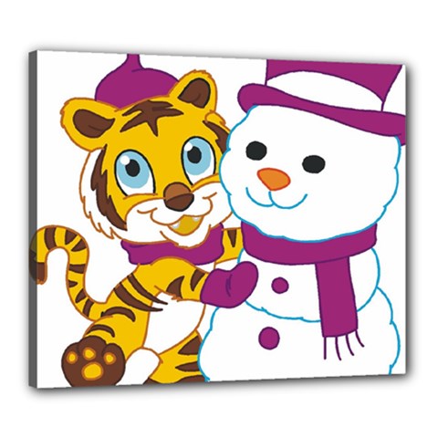 Winter Time Zoo Friends   004 Canvas 24  X 20  (framed) by Colorfulart23