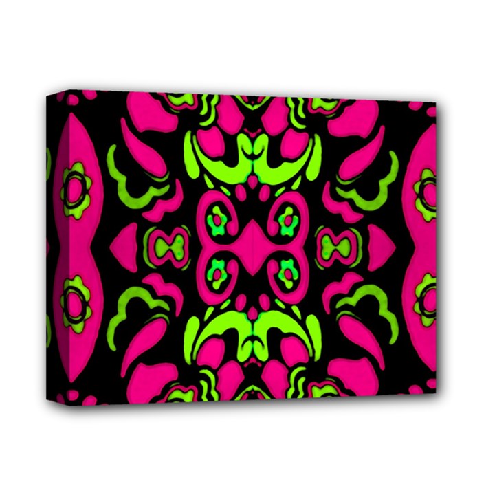 Psychedelic Retro Ornament Print Deluxe Canvas 14  x 11  (Framed)