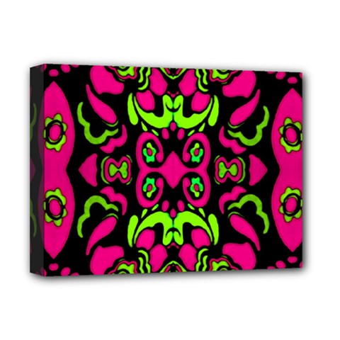 Psychedelic Retro Ornament Print Deluxe Canvas 16  X 12  (framed)  by dflcprints