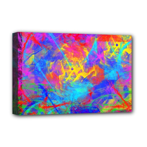 Colour Chaos  Deluxe Canvas 18  X 12  (framed) by icarusismartdesigns