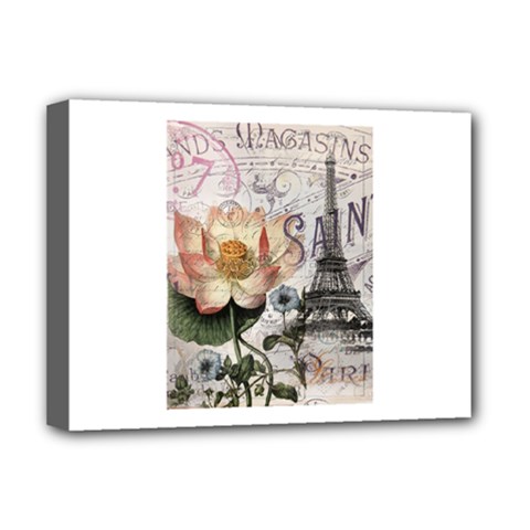 Vintage Paris Eiffel Tower Floral Deluxe Canvas 16  X 12  (framed)  by chicelegantboutique