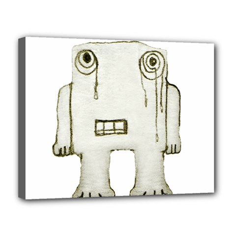 Sad Monster Baby Canvas 14  X 11  (framed) by dflcprints