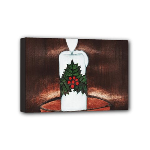 Candle And Mistletoe Mini Canvas 6  X 4  (framed) by JUNEIPER07