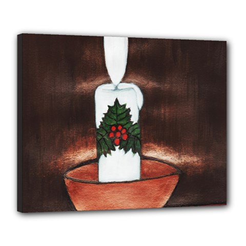 Candle And Mistletoe Canvas 20  X 16  (framed) by JUNEIPER07