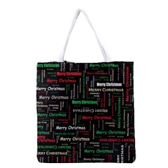 Merry Christmas Typography Art Full All Over Print Grocery Tote Bag by StuffOrSomething