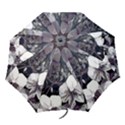 Black White Orchid trim stipr hr Folding Umbrella View1