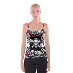 Pink Skull Bling All Over Print Spaghetti Strap Top by OCDesignss