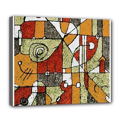 Multicolored Abstract Tribal Print Deluxe Canvas 24  X 20  (framed) by dflcprints