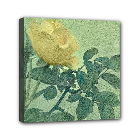 Yellow Rose Vintage Style  Mini Canvas 6  X 6  (framed) by dflcprints