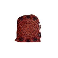 Grunge Style Geometric Mandala Drawstring Pouch (small) by dflcprints