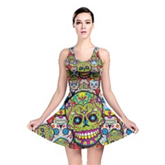 Sugar Skulls All Over Print Reversible Skater Dress