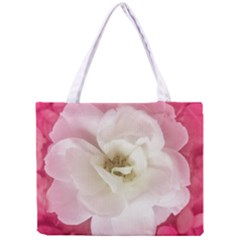 White Rose With Pink Leaves Around  All Over Print Tiny Tote Bag by dflcprints