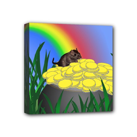 Pot Of Gold With Gerbil Mini Canvas 4  X 4  (framed) by designedwithtlc