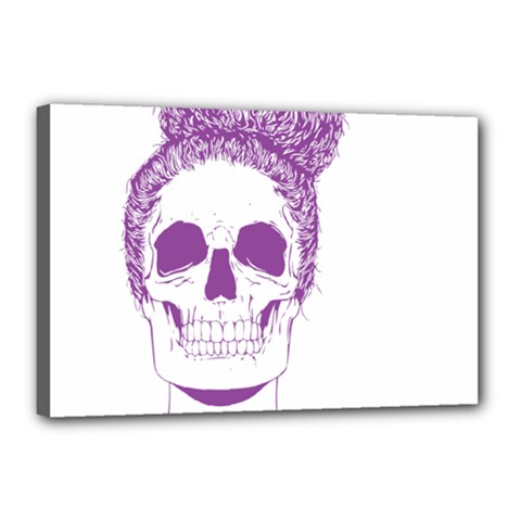 Purple Skull Bun Up Canvas 18  X 12  (framed)