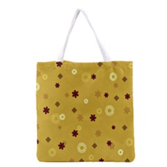 Abstract Geometric Shapes Design in Warm Tones Grocery Tote Bag