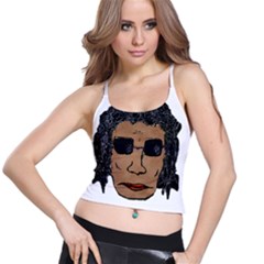 Cool Rock Star Man Drawing Women s Spaghetti Strap Bra Top